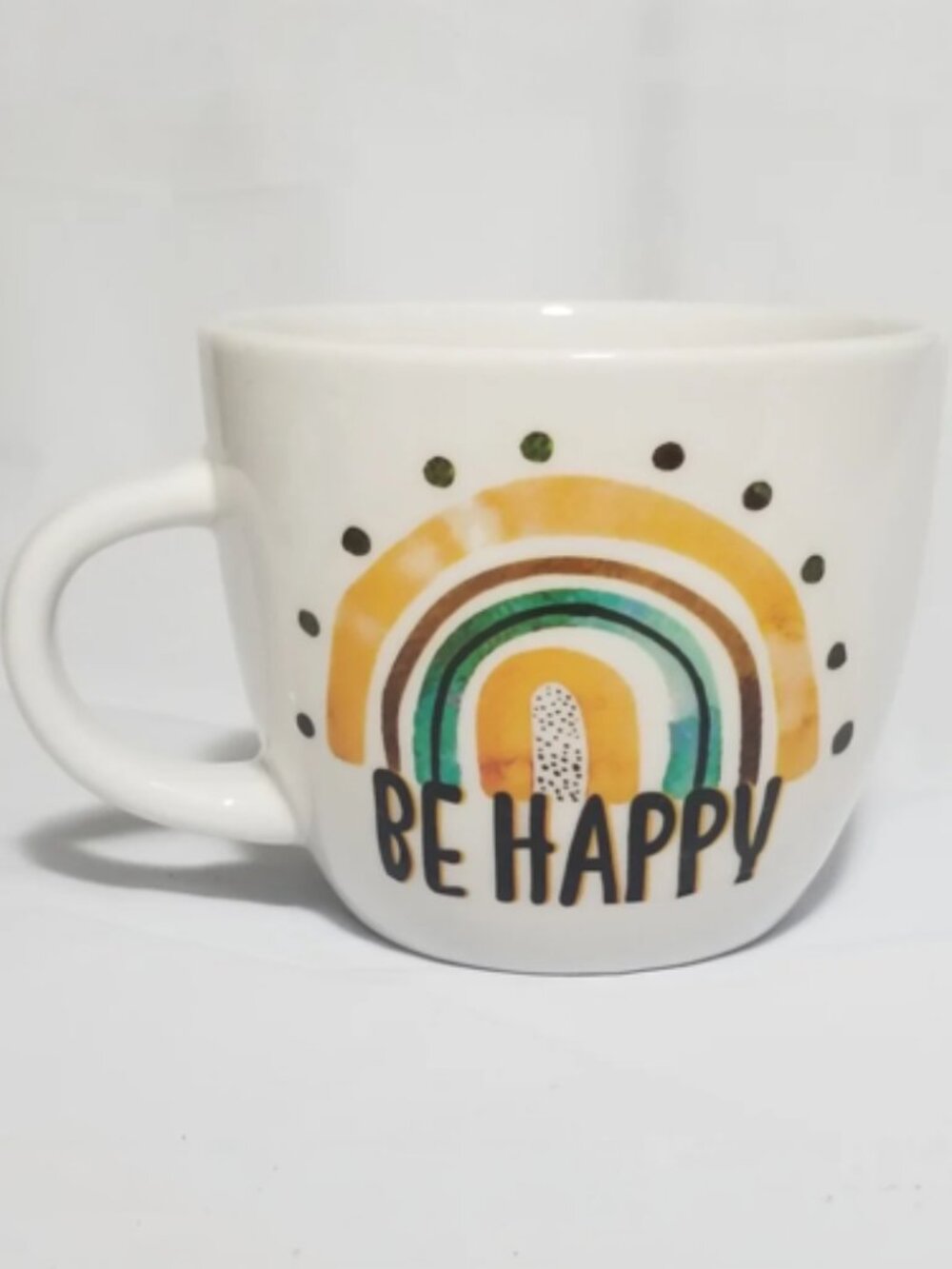 Golden Retro Rainbow Graphic Mug 17 oz Stoneware